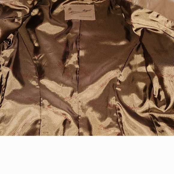 Etienne Aigner Brown Leather Jacket Sz 6 - Picture 3 of 7